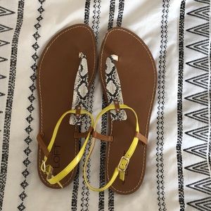 LOFT Yellow Snake Print Sandals